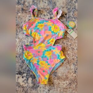 Vibrant Floral Kids One Piece Swimsuit
